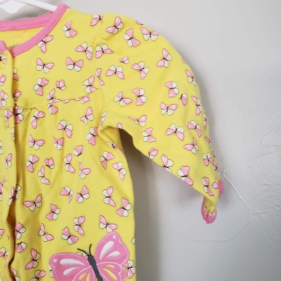 Just One You Carter's Baby Girl 6 Months One Piece Footie Yellow Pink Butterfly - Picture 2 of 7